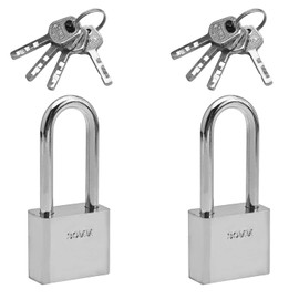 MroMax 2PCS Keyed Padlock 1.18" Wide Anti Rust Lock Waterproof Padlock for Outdoor Use Steel Body and Shackle, Keyed Different
