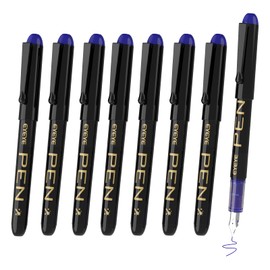 EYEYE Fountain Pens for Writing, 8 Pack Blue Fine Point Pens Disposable Fountain Pens Stainless Steel Nib, Smooth Writing for Journaling, Drafting, Sketching, Doodling & Office Supplies