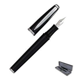 Monteverde USA Aldo Domani Fountain Pen Black – Medium Nib – Free Ink Bottle, Converter & Cartridges – Smooth JoWo German Nib – Elegant Gift Pen in Box