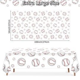 Lemicin 2 Pack Baseball Tablecloths, 54 x 108 Inch Disposable Plastic Baseball Pattern Tablecover Rectangular Table Cloth for Kids Sports Baseball Birthday Party Outdoor Picnics Dining Supplies