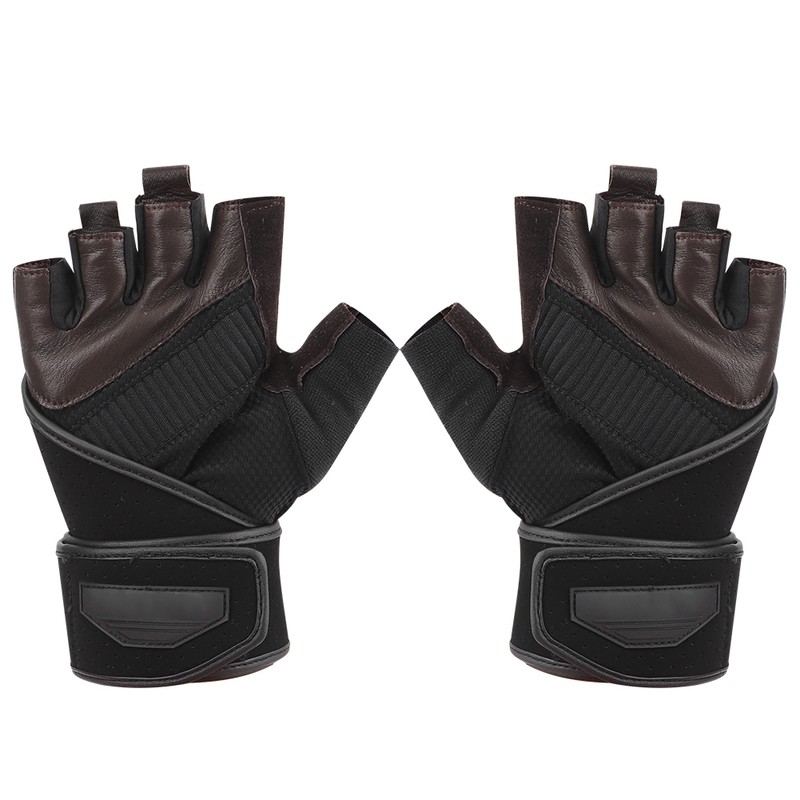 BOODUN Half Finger Gloves Deerskin Gloves with Wrist Wrap for