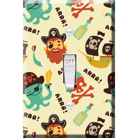 Toggle Wallplate, Single Light Switch Cover Plate - Cute ctopus pirates pattern