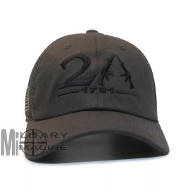 Military Imagine 2nd Amendment 1791 American Flag 2A Hat DK Gray / Black Micro Mesh Tactical Cap