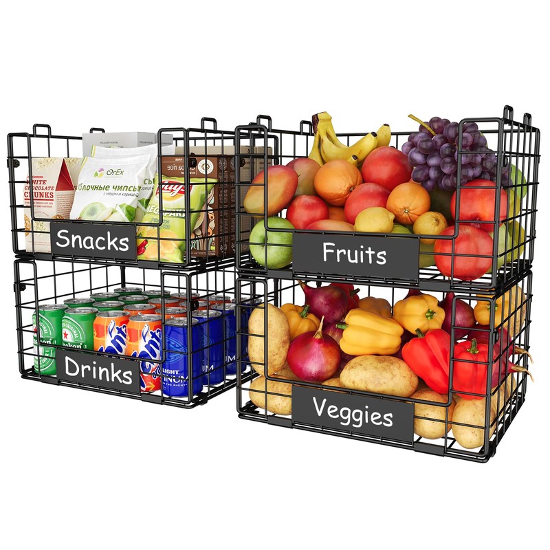 JKsmart Pantry Organizers and Storage, 4 Pack XL Stackable Wire