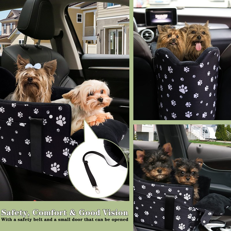 Center Console Dog Car Seat for Medium Dogs, Black