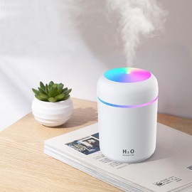 PROROKEVA Colorful air humidifier for Bedroom/car，desktop home humidifier, ultrasonic Cool Mist Humidifier, creative water dispenser -Ideal for Dry Skin/Sinus/Allergies (White)