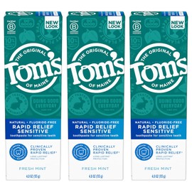 Tom's of Maine Rapid Relief Sensitive Natural Toothpaste Multi Pack, Fresh Mint, 3 Count
