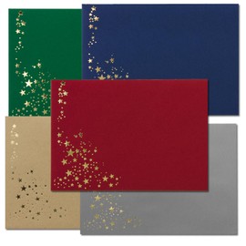 25 x Envelopes with Metallic Stars - DIN C5 - Mix Set 1, Envelopes in Red, Grey, Green, Blue and Kraft Paper - with Stars in Gold