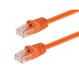 Monoprice 50FT 24AWG Cat6 500MHz Crossover Ethernet Bare Copper Network Cable - Orange