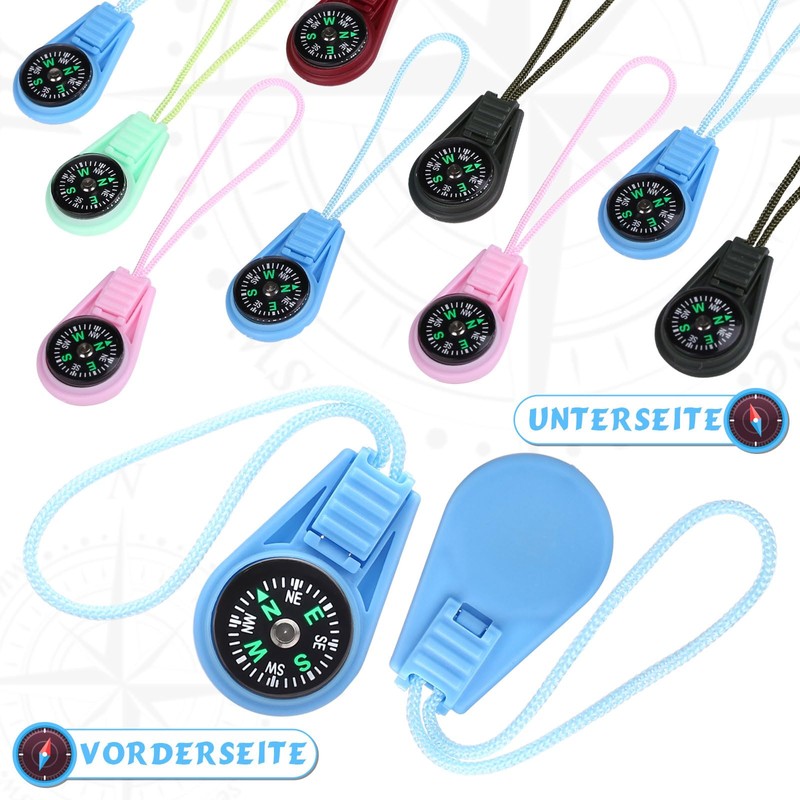 GWHOLE 15 x Compass Mini Survival Compass Kids Pendant Bag