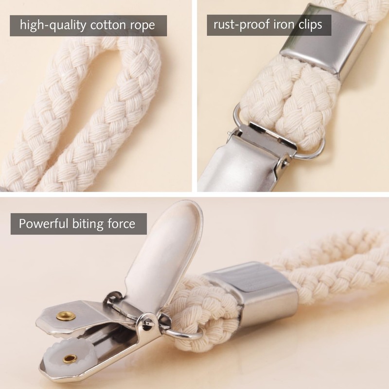 Luxiremi 5 Pcs Hanging Tea Towels Clip, Brackets-Braided CottonTowel Clips