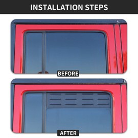 Hoolcar Rear Window Louver Vent Cover Rear Window Blinds Decor Compatible with 2007-2017 Jeep Wrangler JKU, 4 Doors, Black