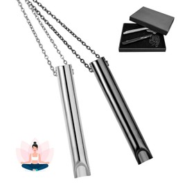 ComPDCVD Höki Necklace Against Anxiety Stainless Steel Portable Breathing Exercises Necklace Anapana Breathing Necklace Breath Necklace Smoking Causation Chain Spiritual Gift for Men and Women Pack of