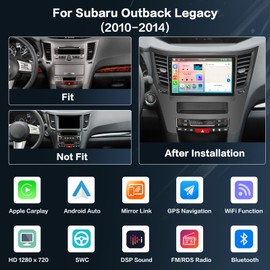 Inefala 8-Core 4+64G Android Car Stereo Screen for Subaru Outback Legacy 2010-2014 Radio Upgrade, 9'' Touch Screen with Wireless CarPlay Android Auto, Bluetooth, GPS Navigation, AHD Backup Camera