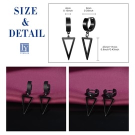 Yumilok Men's Women's Hoop Earrings Stainless Steel Silver Geometric Triangle Dangle Drop Earrings Stud Earrings Piercing Earrings Hoop Earring, stainless steel