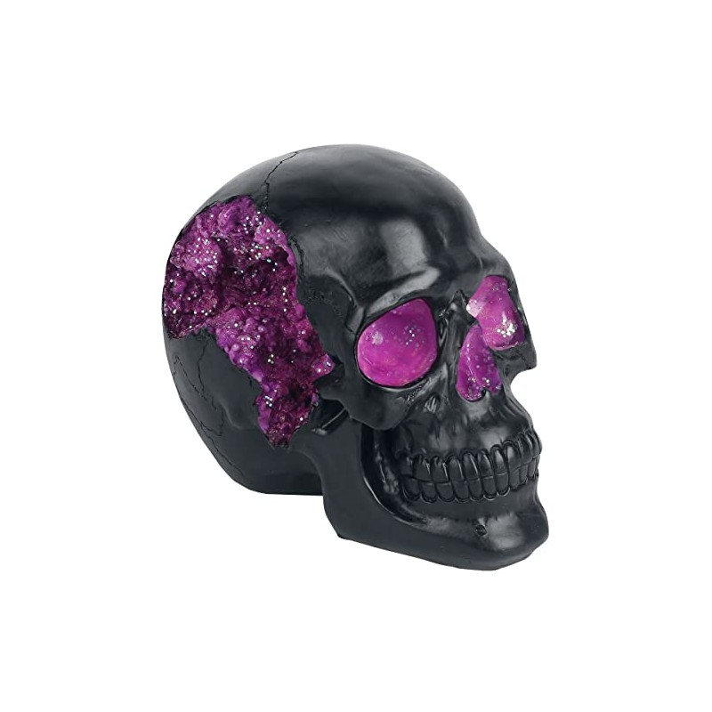 Nemesis Now Geode Skull Figurine 17cm, Resin, Black, Purple