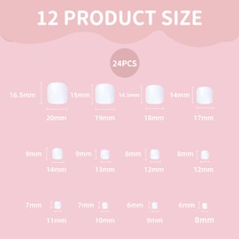 24 PCS Pure White French False Toenail, All White Press on Toes Nails Short Square Light Weight Fake Toe Nail Tips with Glue Full Cover Spring Summer Seaside for Women and Girls