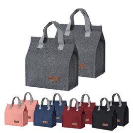 2 pcs Lunch Bag Insulated, Lunch Box Bag, Reusable Lunch Tote Bag, lunch bag with ice pack，thermal lunch bag，Lunch Box Container Bag Insulated for Women, Men, Work, Office, Travel - Grey