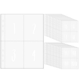 25pcs A5 Clear PP Pre-Numbered 100 Envelopes Money Saving Challenge 6 Ring Binder Inserts 2.5''x3.5'' White NO.1-100 Pouches Cash Stuffing Sleeves for 100 Days Savings Challenge Binders