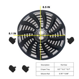 5QT Nonstick Replacement Crisper Tray for Gourmia GAF556 GAF536 GAF566 Air Fryer, Air Fryer Accessories Grill Plate, Dishwasher Safe (Gourmia 5QT)