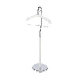 Proman Proudcts Amber Freestanding Valet Stand Coat Rack Organizer for Men and Women with Hanger, Trouser Bar, White