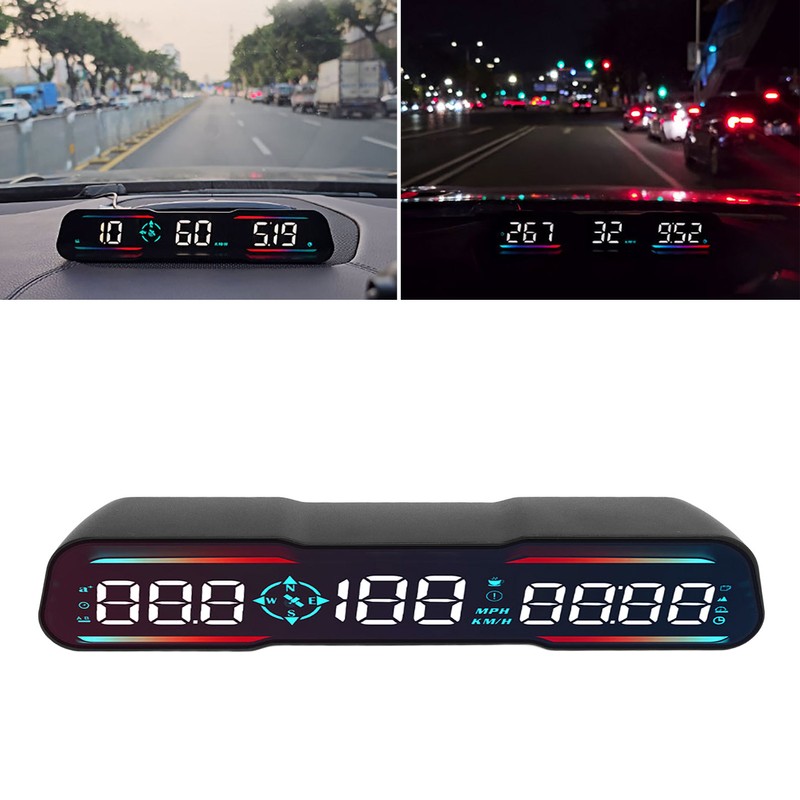 7 Inch Car LED HUD Display Time Speedometer Display Over