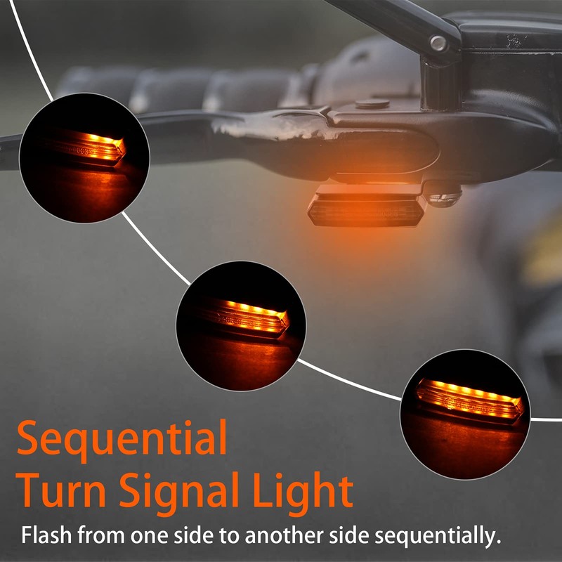 JMTBNO 2x Motorcycle LED Indicator, Sequential Amber Light Mini Indicator