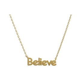 Occasions Gift Giving Dainty Metal Believe Pendant Necklace (Goldtone)