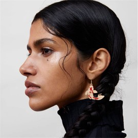 coadipress Koi Fish Earrings for Women Unique Gold Plate Enamel Chinese Style Gold Carp Animal Fish Dangle Drop Statement Earrings Good Lucky Birthday Jewelry Gifts (Red)