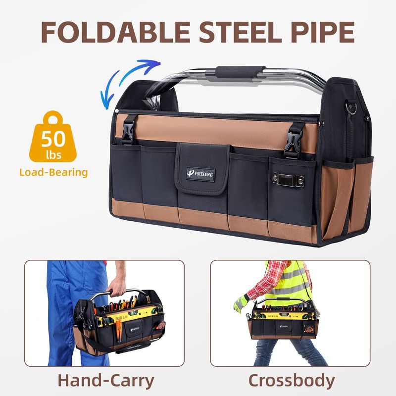 VSHXENG 20 Inch Tool Bag, Foldable 19 Pockets Tool Tote