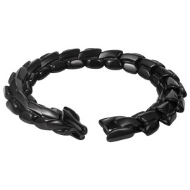 Flonge Vintage Dragon Chain Bracelet: Viking Stainless Steel Bracelets Norse Dragon Head Link Chain Bracelet Viking Jewelry Gift for Men Black