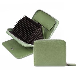 imeetu Wallet Bifold Wallet for Men and Women, Genuine Leather, Large Capacity, RFID Skimming, Mini Wallet, Compact, Card Case, Coin Purse, Key Case, Multiple Storage, Multi-functional, grass