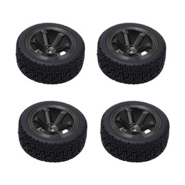 4Pcs Rubber Tires Aluminum Alloy Exquisite Simple Installation 6 Jaw Tires for 1/10 Flat Sports CarsBlack