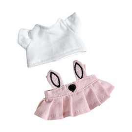 Perfeclan Plush Doll Clothes for 17cm Doll Doll Clothing,Bunny Ear Skirt Set,Costumes,Dress up Photo Props DIY Cartoon Fashion