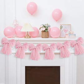 Pink Bow Garland Banner for Coquett - Pink Bow Party Decorations，Bow Decor Banner for Baby Shower Bridal Shower Bachelorette Party Decor Birthday Wedding Favors,Engagement Supplies