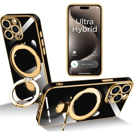 15 Pro Max Case, Compatible with Magsafe, Wireless Charging, Stand Function, Vertical and Horizontal, Hidden Stand, Magnet, Includes Ring, Strap Hole, TPU, Shock Absorption, Anti-Slip, Fall