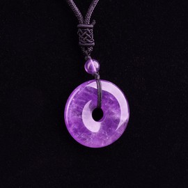 VIKCAUX Amethyst Necklace Healing Crystals and Stone Amulet Pendant with Adjustable Rope Purple Gemstone Crystal Necklace for Women Men