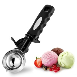 3.5 Tbsp Cookie Scoop, Ice Cream Scoop with Thumb Trigger, 3.5 Tablespoon Cookie Dough Scoop, Melon Baller Scoop, Comfortable Grip, Non-Slip, Portion Scoop 55 mm