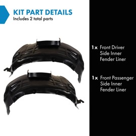 TRQ TRQ Front Inner Fender Liner Set Compatible with 2011-2018 Volvo S60 2016-2017 S60 Cross Country 2015-2018 V60 Cross Country VO1248117 VO1249117