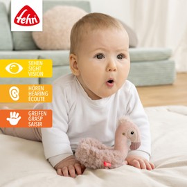 Fehn Ring Gripping Toy Flamingo - Motor Skills Toy with Rattle - Playfully Promotes Early Childhood Learning - Faithful Companion for Babies and Toddlers from 0+ Months