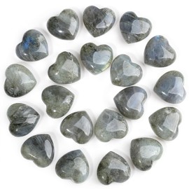 MAIBAOTA Moonstone Labradorite Crystal Heart Healing Crystals Gemstones Pocket Nature Spiritual Energy Gem Stones Set Gifts for Women Reiki Divination Balancing Yoga Meditation 10PCS