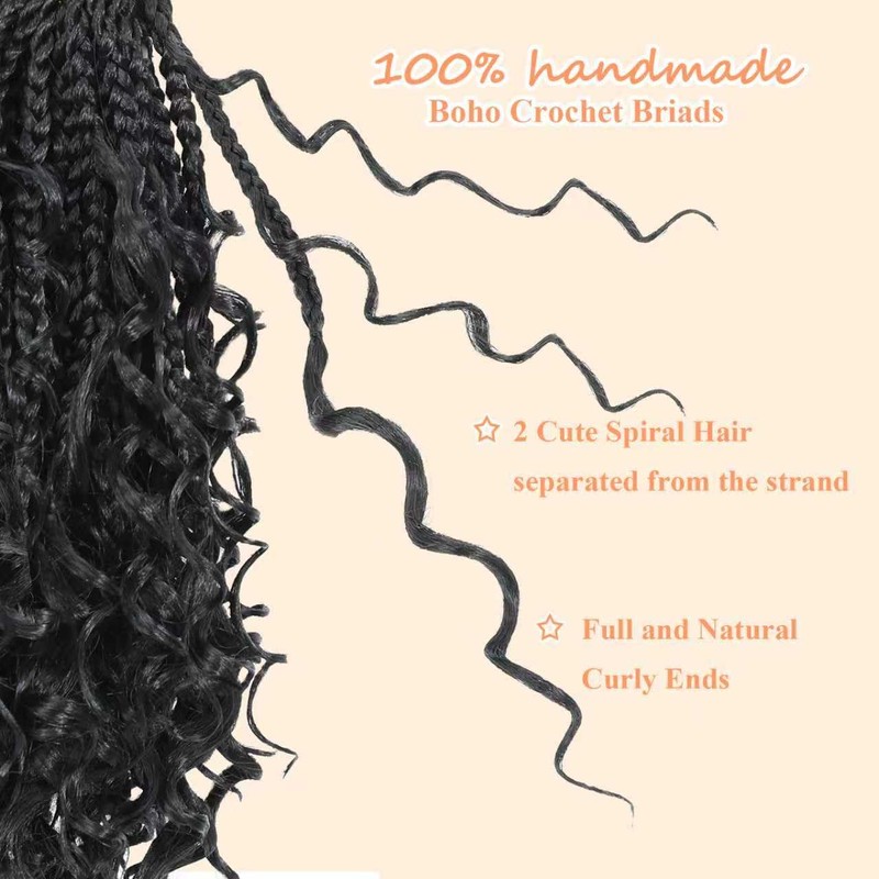 9 Packs 8 Inch Pre Looped Boho Box Braids Crochet