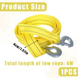 Car Tow Rope, Tow Rope, Tow Rope, Tow Rope Truck, 4 Metres, 5 Tonnes Tow Rope, Car Tow Rope with 2 Safety U-Ring Hooks and Storage Bag, Suitable for All Cars