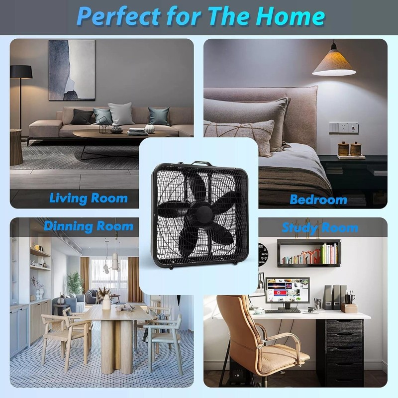 Comfort Zone 20" Box Floor Fan with 3-Speeds and Carry