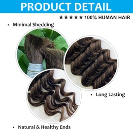 18 Inch Human Hair Braiding Hair 4# Natural Brown Human Braiding Hair Deep Wave Bulk 100g For Boho Braids