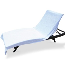 Winter Park Towel Co. Chaise Lounge Pool Chair Cover Towel (40" x 90") - Fitted Elastic Pocket Won't Slide (White)