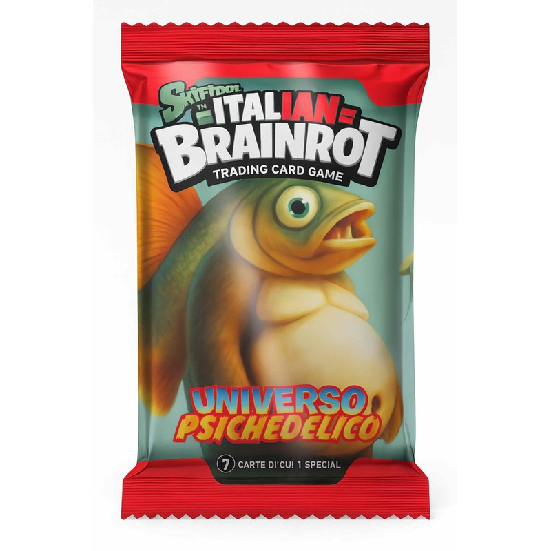 Skifidol Italian Brainrot, Superbox Psychedelisches Universum, 30 Sammelkartenhüllen, 7 Karten