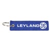 Blue & White Flexible Ribbon Tag Fabric Woven Keyring Loop