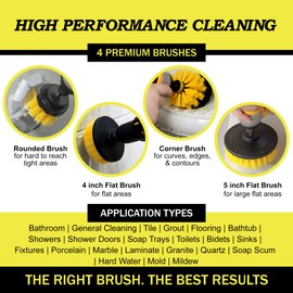Nylon Drill Brush Attachment Set for Bathroom Cleaning - Power Scrubber Brush Kit for Bathtub, Shower, Tile, and Grout - All-Purpose Household Cleaning Brushes for Drill - Electric Grout Cleaner Kit