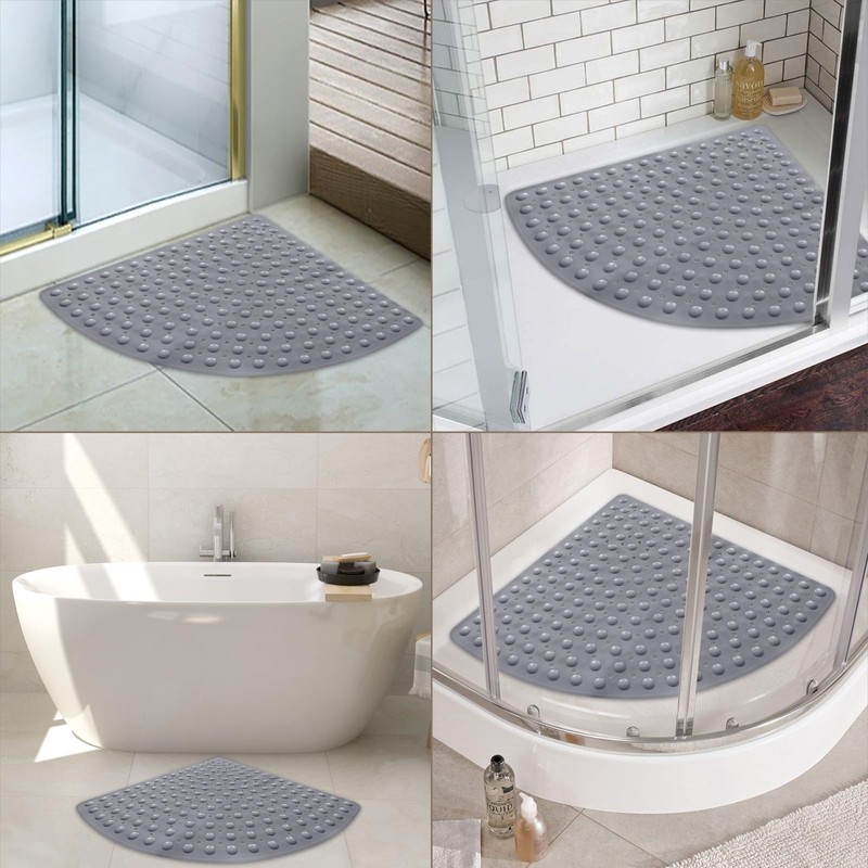 EXGUEACK Corner Shower Mat: 21"x21" Anti Slip Mat for Corner